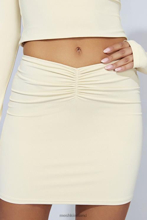 Meshki Kara Ruched Front Mini Skirt Clothing Cream 6DX221477