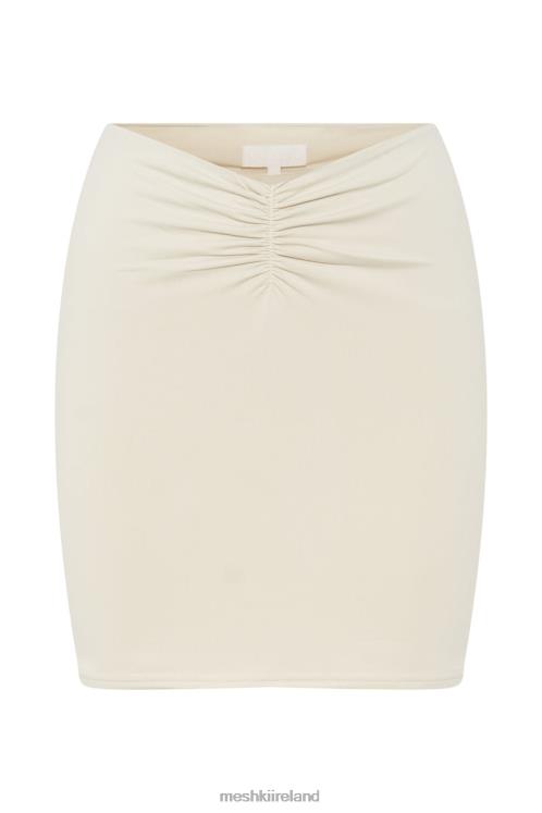 Meshki Kara Ruched Front Mini Skirt Clothing Cream 6DX221477