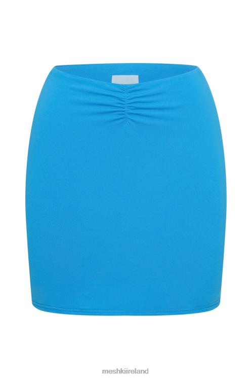 Meshki Kara Ruched Front Mini Skirt Clothing Cyan Blue 6DX221486