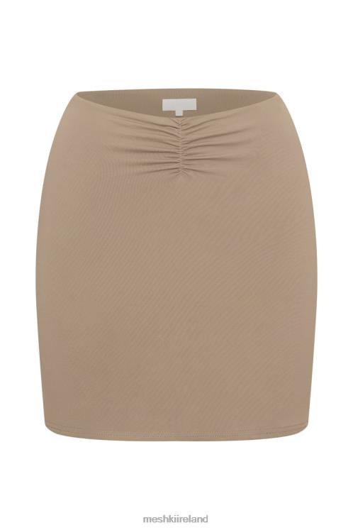 Meshki Kara Ruched Front Mini Skirt Clothing Taupe 6DX221553