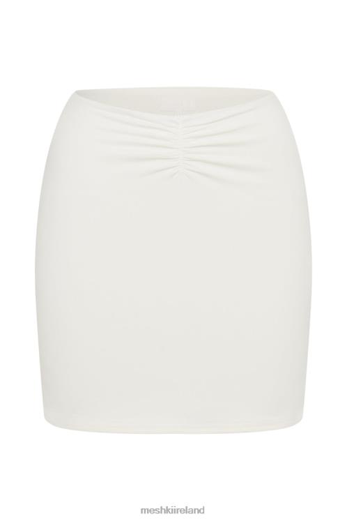 Meshki Kara Ruched Front Mini Skirt Clothing White 6DX221453
