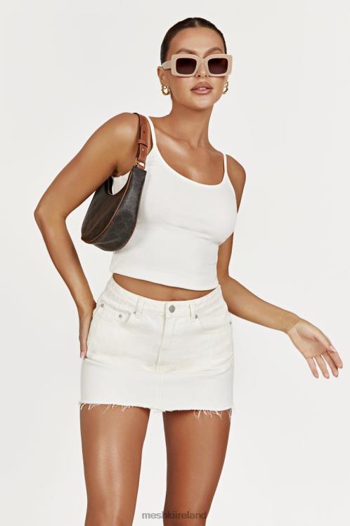Meshki Lennon Mid Rise Denim Mini Skirt Clothing Ecru 6DX221386