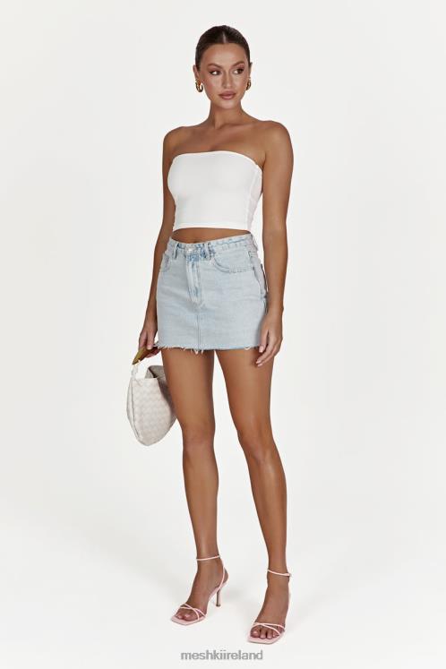 Meshki Lennon Mid Rise Denim Mini Skirt Clothing Light Blue 6DX221271