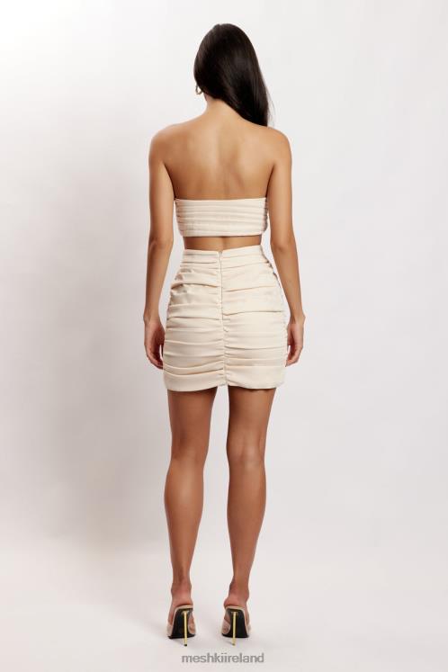 Meshki Lola Ruched Mini Skirt Clothing Cream 6DX221565