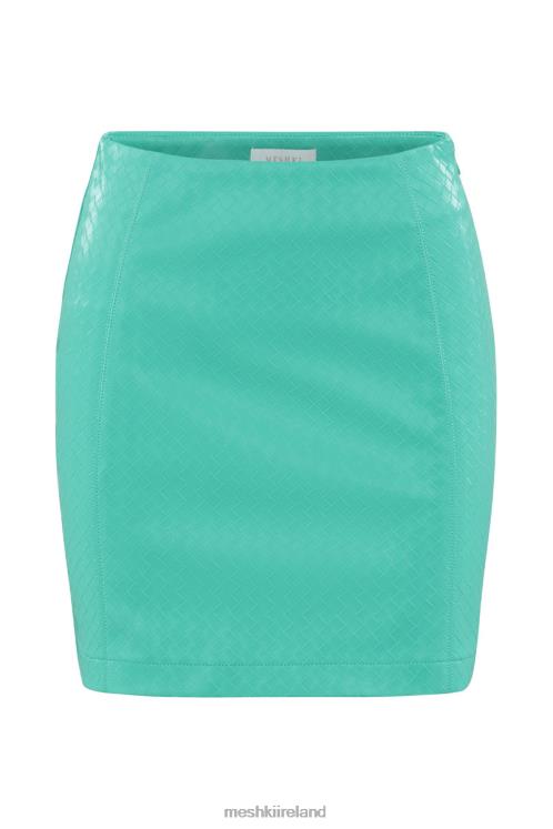 Meshki Reagan Crosshatch Faux Leather Mini Skirt Clothing Mint 6DX221483