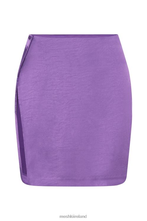 Meshki Romi Asymmetric Wrap Satin Mini Skirt Clothing Purple 6DX221530
