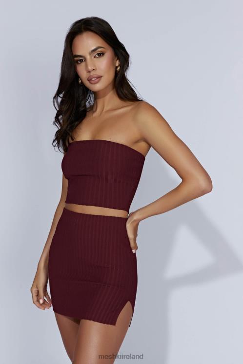 Meshki Shiloh Low Rise Knit Mini Skirt Clothing Cherry Chocolate 6DX221468