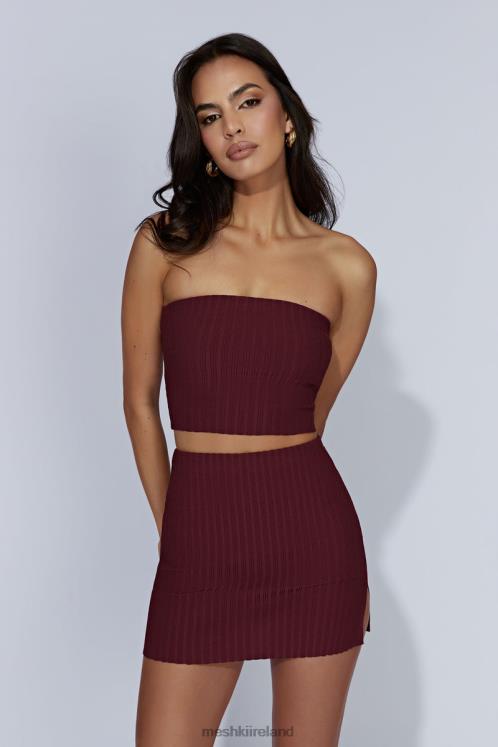 Meshki Shiloh Low Rise Knit Mini Skirt Clothing Cherry Chocolate 6DX221468