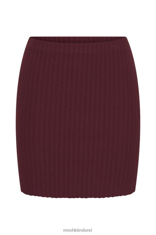 Meshki Shiloh Low Rise Knit Mini Skirt Clothing Cherry Chocolate 6DX221468