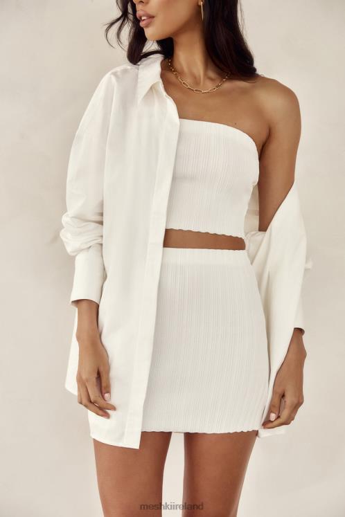Meshki Shiloh Low Rise Knit Mini Skirt Clothing Off White 6DX221556
