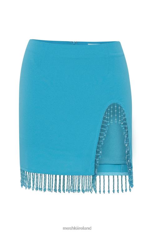 Meshki Stephanie Fringe Mini Skirt Clothing Aqua 6DX221564