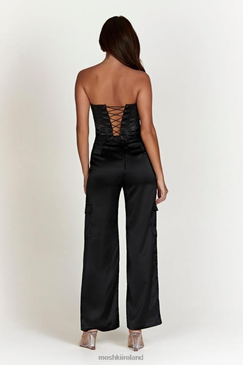 Meshki Amaya Satin Cargo Pant Clothing Black 6DX221574