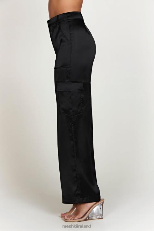 Meshki Amaya Satin Cargo Pant Clothing Black 6DX221574