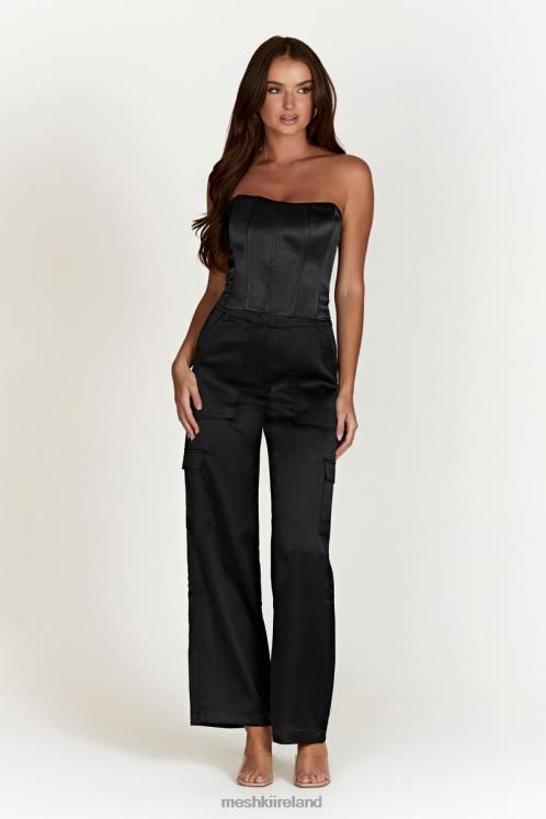 Meshki Amaya Satin Cargo Pant Clothing Black 6DX221574