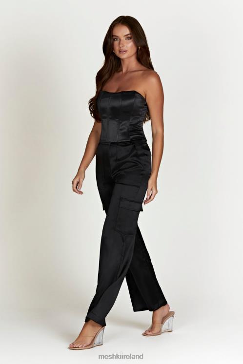 Meshki Amaya Satin Cargo Pant Clothing Black 6DX221574