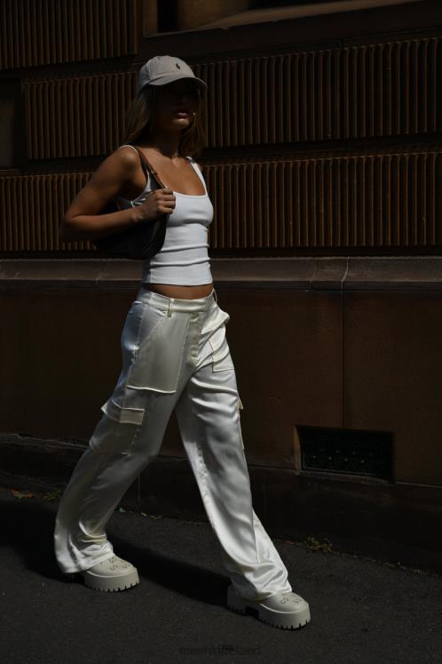 Meshki Amaya Satin Cargo Pant Clothing Bone 6DX221511