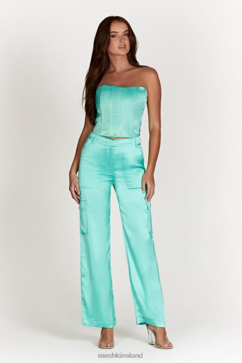 Meshki Amaya Satin Cargo Pant Clothing Mint 6DX221567