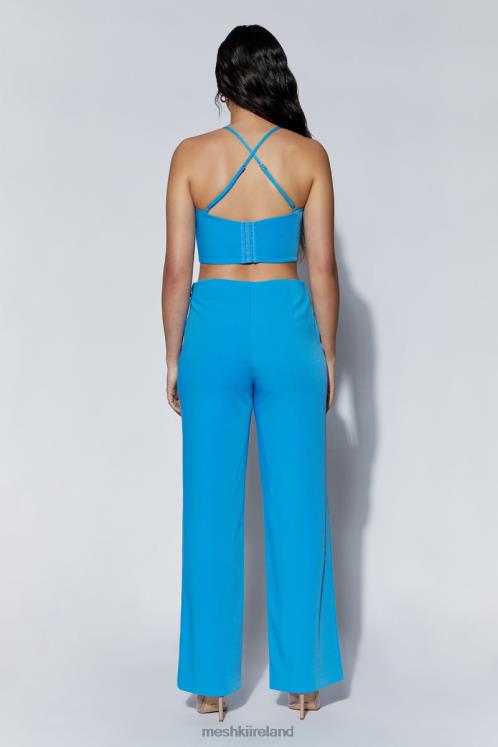 Meshki Bahar Mid Rise Wide Leg Strap Pant Clothing Azure Blue 6DX221482