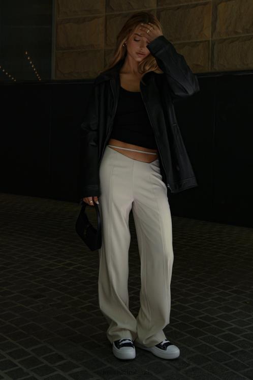 Meshki Bahar Mid Rise Wide Leg Strap Pant Clothing Wheat 6DX221588