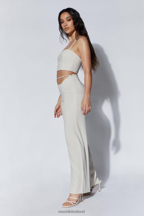 Meshki Bahar Mid Rise Wide Leg Strap Pant Clothing Wheat 6DX221588