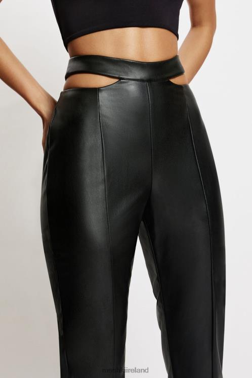 Meshki Callie Faux Leather Cut Out Side Straight Leg Pant Clothing Black 6DX221583