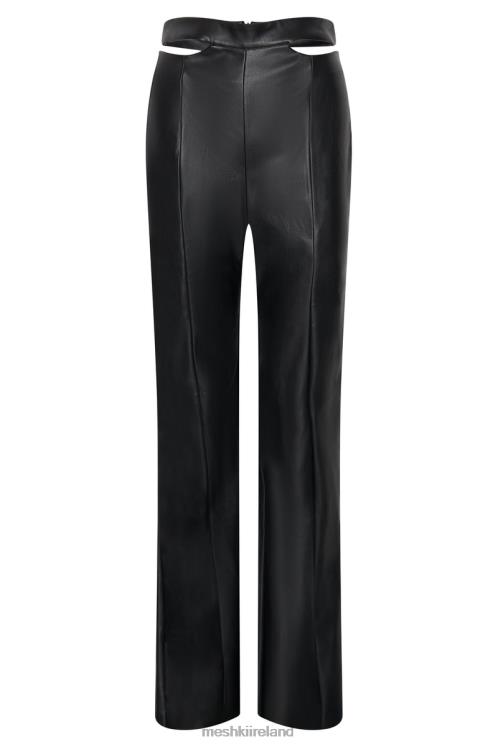 Meshki Callie Faux Leather Cut Out Side Straight Leg Pant Clothing Black 6DX221583