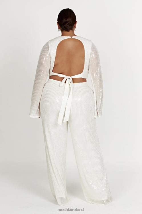 Meshki Diaz Sequin Pants Clothing White 6DX221356