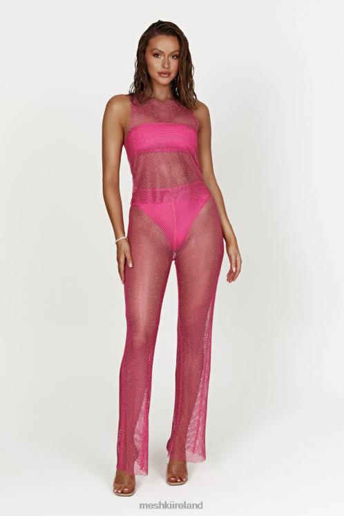 Meshki Emerson Diamante Mesh Pant Clothing Rose Pink 6DX221614