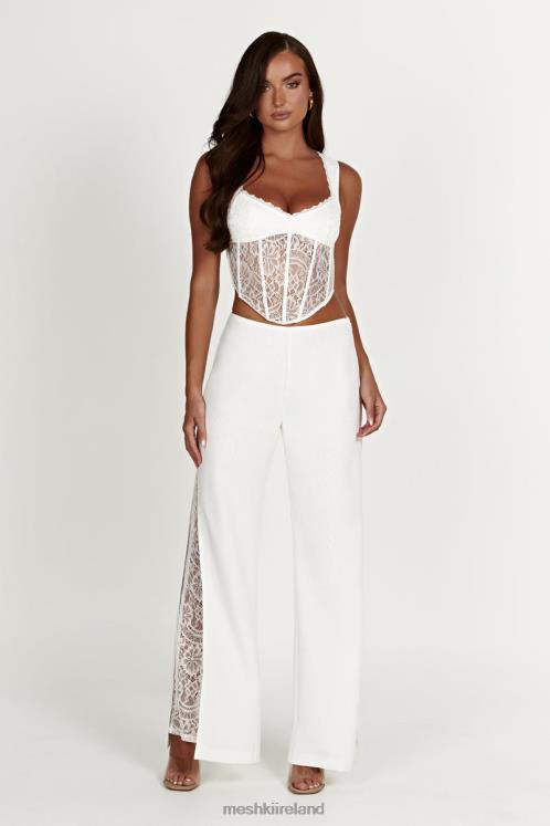Meshki Estee Split Lace Pants Clothing White 6DX221413