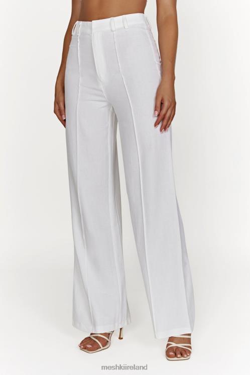 Meshki Julie Wide Leg Linen Pants Clothing White 6DX221518