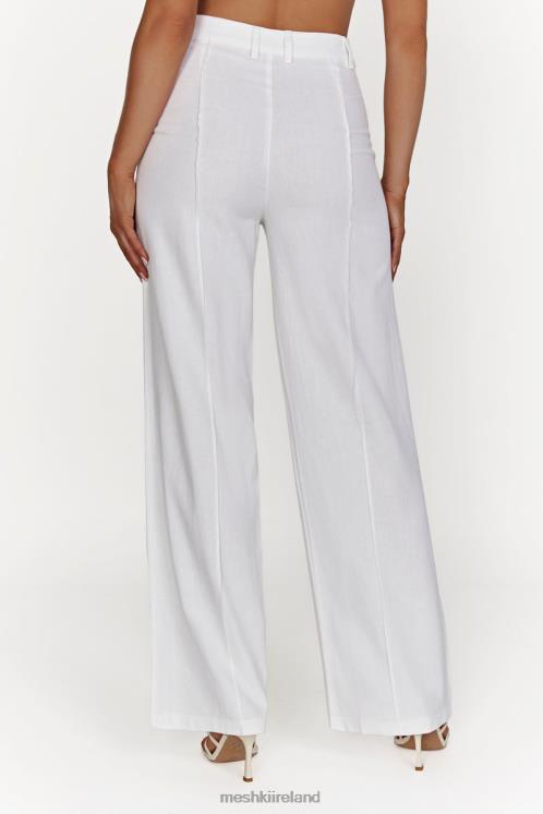 Meshki Julie Wide Leg Linen Pants Clothing White 6DX221518