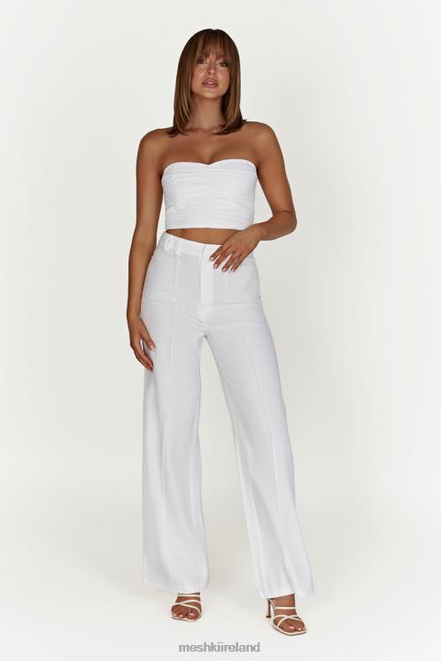 Meshki Julie Wide Leg Linen Pants Clothing White 6DX221518