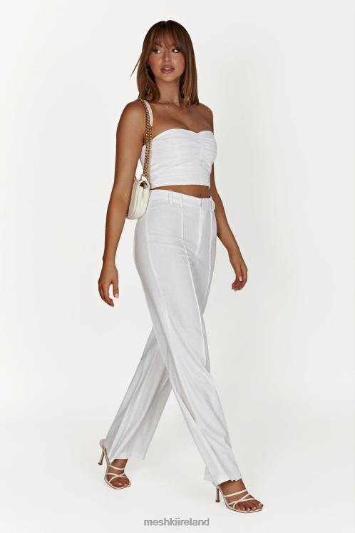 Meshki Julie Wide Leg Linen Pants Clothing White 6DX221518