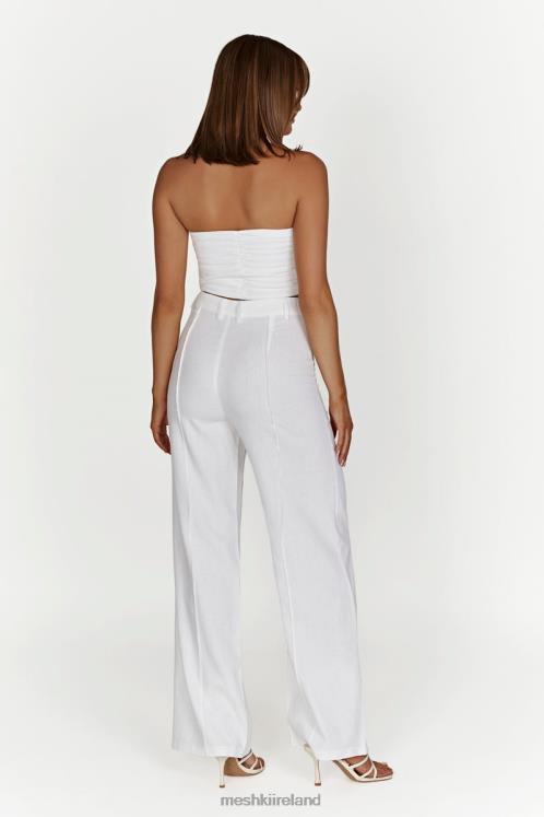 Meshki Julie Wide Leg Linen Pants Clothing White 6DX221518