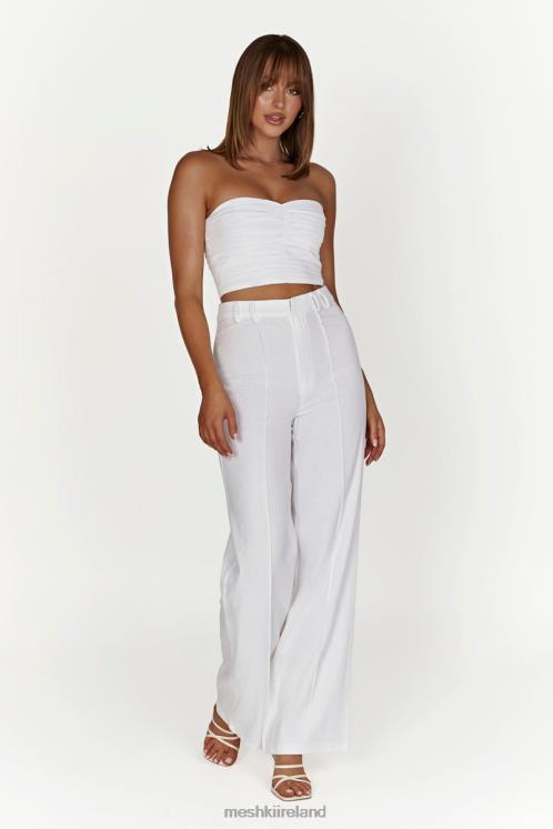 Meshki Julie Wide Leg Linen Pants Clothing White 6DX221518