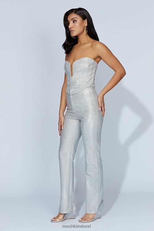 Meshki Lisette Straight Leg Shimmer Pants Clothing Silver 6DX221558