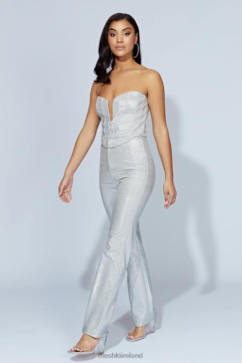 Meshki Lisette Straight Leg Shimmer Pants Clothing Silver 6DX221558