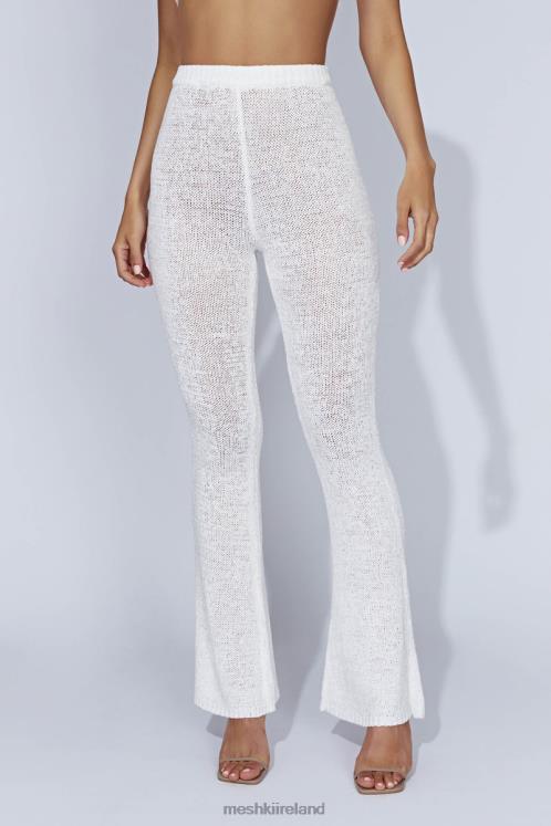 Meshki Mary Knit Flared Pants Clothing White 6DX221589