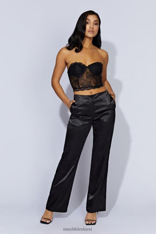 Meshki Nicolette Low Rise Satin Pants Clothing Black 6DX221593