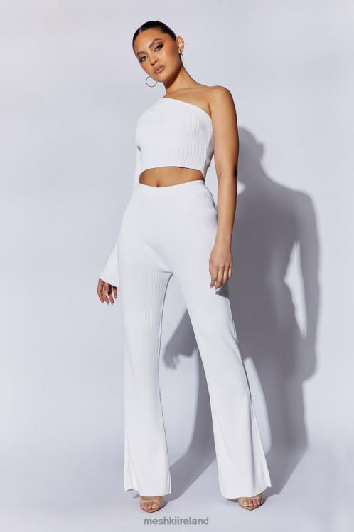 Meshki Rue Knit Flared Pants Clothing White 6DX221513