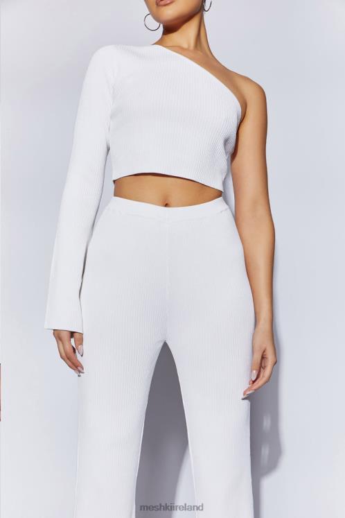 Meshki Rue Knit Flared Pants Clothing White 6DX221513