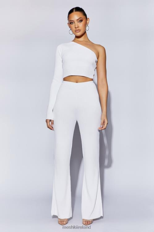 Meshki Rue Knit Flared Pants Clothing White 6DX221513
