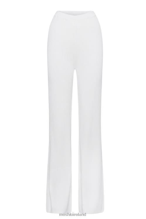 Meshki Rue Knit Flared Pants Clothing White 6DX221513