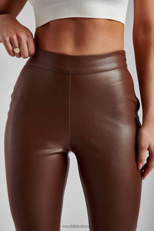 Meshki Shayla Skinny Faux Leather Split Pant Clothing Chocolate 6DX221339