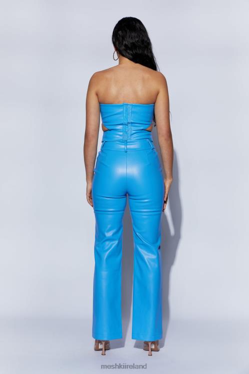 Meshki Sima Faux Leather High Waist Pants Clothing Azure Blue 6DX221590
