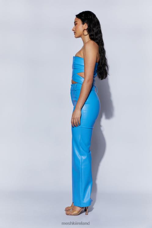 Meshki Sima Faux Leather High Waist Pants Clothing Azure Blue 6DX221590