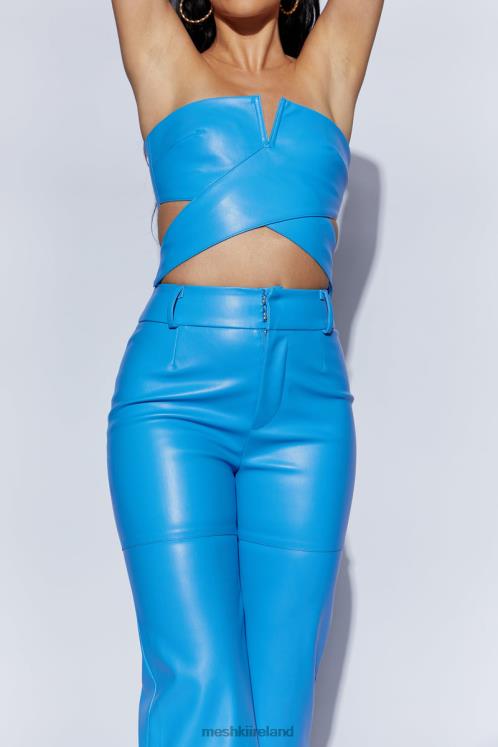 Meshki Sima Faux Leather High Waist Pants Clothing Azure Blue 6DX221590