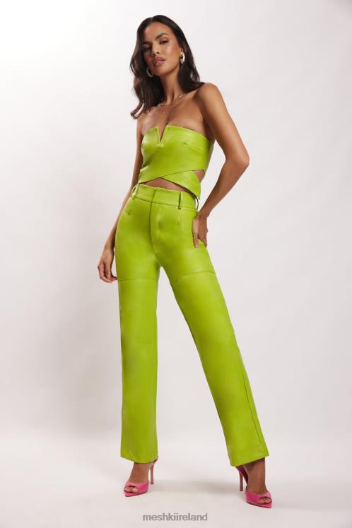 Meshki Sima Faux Leather High Waist Pants Clothing Lime Green 6DX221601