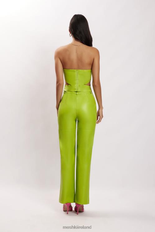 Meshki Sima Faux Leather High Waist Pants Clothing Lime Green 6DX221601