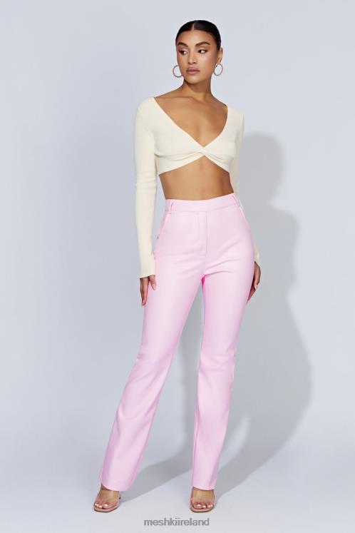 Meshki Tyra Straight Leg Faux Leather Pants Clothing Baby Pink 6DX221431
